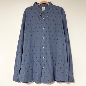 Brooks Brothers Regent Fit Men's XL Blue Button Down Shirt Moose Print Cotton